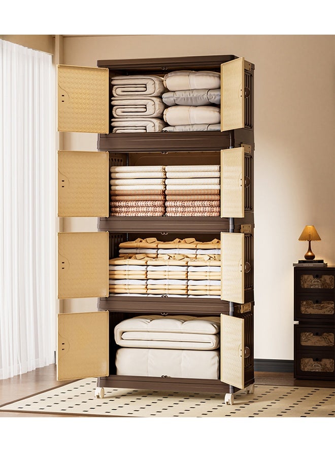 إيه تي إم خزانة تخزين بلاستيكية بأربع طبقات بأبواب مزدوجة - 43.5 × 27.5 × 105.5 سم - Image 5